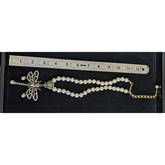 Heidi Daus Pearl Rhinestone Dragonfly Pendant Necklace - Picture 12 of 15